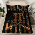 thumbnail image 2 of Manfei Camouflage US Flag Queen Sheet Sets for Child, Hunting Animal Wildlife Flat Sheet, Initial H Letter Queen Fitted Sheet, Breathable Home Decor, 4-Piece, 2 of 7