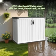 Patiowell 26 Cu.FT Outdoor Storage Shed with Floor, Lockable & Waterproof Horizontal Resin Cabinet for Patio Tools, White