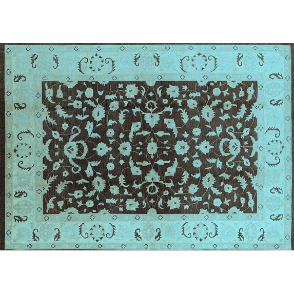 Ahgly Company Indoor Rectangle Oriental Light Blue Traditional Area Rugs, 7' x 10'