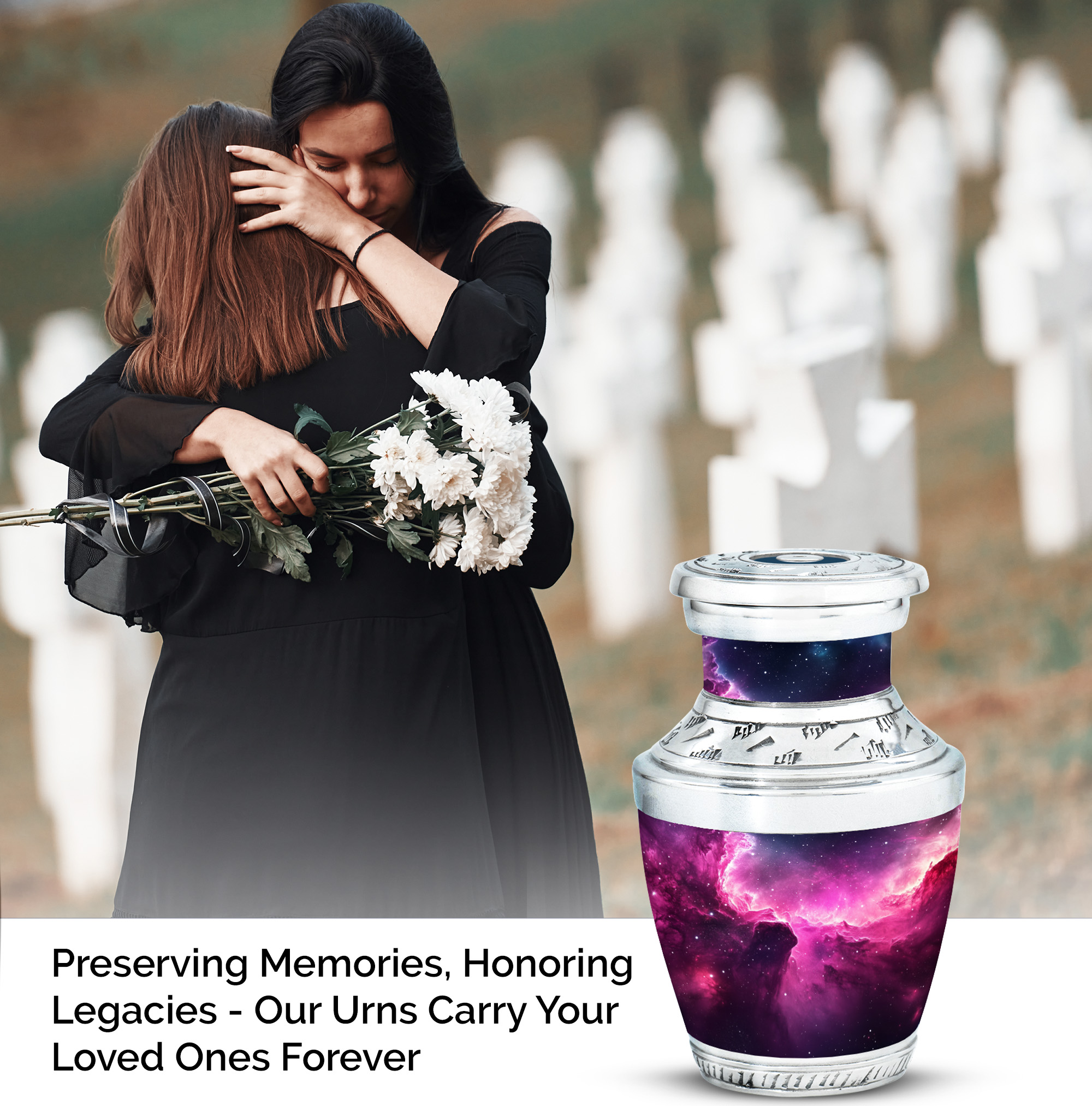 JAGASY Pink Nebula Clouds Decorative Urn - Black Urn for Ashes Adult Male - Pink Galaxy Mini Keepsake Urns for Sister - Miniature Cremation Urns for Brother - (3 Inch)
