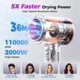 thumbnail image 2 of Ionic Hair Dryer with Diffuser, Professional 2000W Blow Dryer with Comb Nozzle & Concentrator Attachments for Smooth, Frizz-Free Hair Styling, 2 of 9
