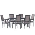 thumbnail image 1 of GDF Studio Regan French Country Fabric Upholstered Wood Expandable 7 Piece Dining Set, Gray, 1 of 14