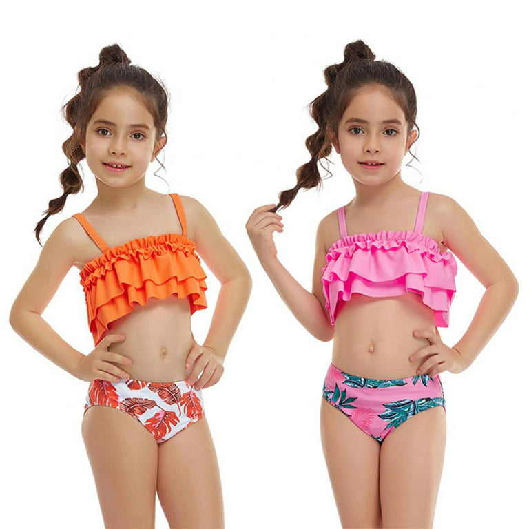 Little Kid Girl Swimsuits Two Piece Swimwear, One Shoulder Orange Tie Dye  Print Ruffle Bathing Suit for Kids Girls Bikini 0-12 Years - China Kid's  Wear and Swim Set price