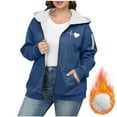 thumbnail image 2 of Busydd Plus Size Winter Coats for Women Oversized Fashion Love Heart Print Womens Fleece Jacket Casual Comfy Warm Long Sleeve Zip Up Hoodies with Pockets L, 2 of 4