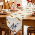 thumbnail image 2 of Grey Bunny Easter Table Runner Linen Burlap Table Runner 108 Inches Long Rabbits Spring Botanical Carrots Dresser Scarves for Kitchen Island Coffee Dining Party Wedding Banquet Holiday Decor 13"x108", 2 of 8