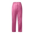 thumbnail image 4 of Fulijie Solid Color Leisure Plus Pants for Women, Size XS-6XL, Big&Tall, Pink, Women Fashion Solid Color Cotton Flax Elastic Long Pants Beach Leisure Trousers, 4 of 6