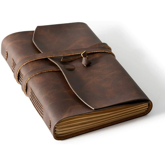 Jinsinto Leather Notebook - Leather Bound Journal for Men, Lined Travel Journal & Writing Journal for Diary, Brown, 160 Pages