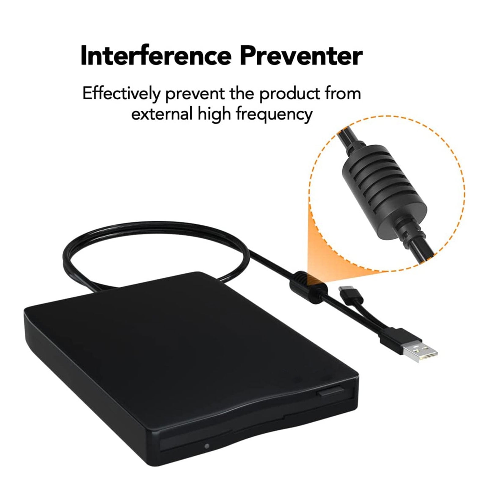Portable Floppy Disk Reader With Double Ports and Quick Setup for Laptop and Desktop
