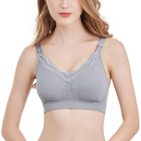 

Women Modal Maternity Nursing Bra Wirefree Pregnant Lace Trim Breastfeeding Bra