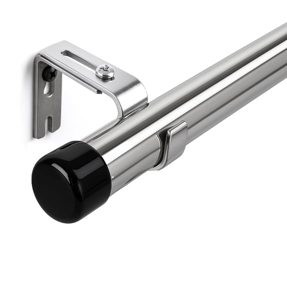 Deconovo Adjustable Window Curtain Rod for Bedroom and Living Room, Wall Mounted with Cap Finials, 30-62 Inch, Silver