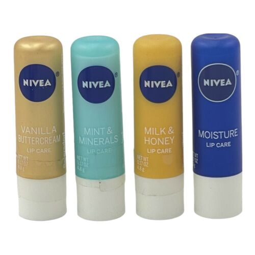 4 Piece Nivea Moisturizing Lip Care Variety Pack Vanilla Buttercream