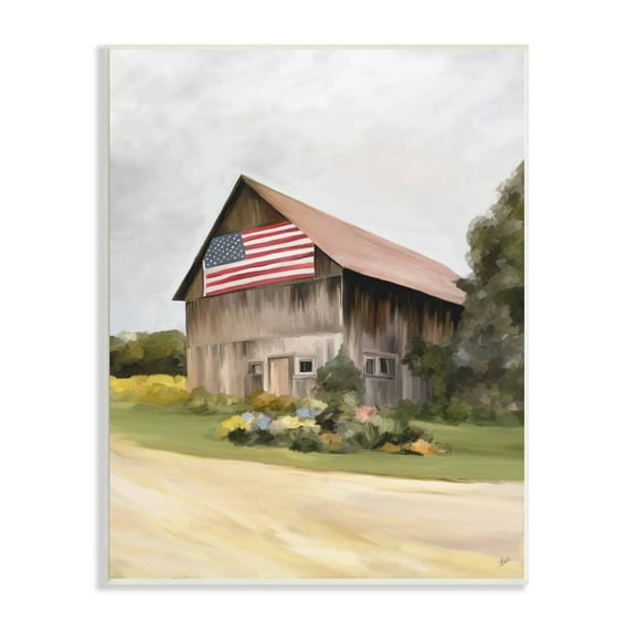 Stupell Industries Rural Americana Home Countryside Farm Flag Painting Painting Unframed Art Print Wall Art, Design by Amy Hall