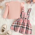 thumbnail image 4 of Duqingm Girls Clothes Ruffled Long Sleeve Top and Plaid Skirt 2PCS Set Fall Winter Girls Outfits Size 9Months-3Years (Pink,12-18 Months), 4 of 7
