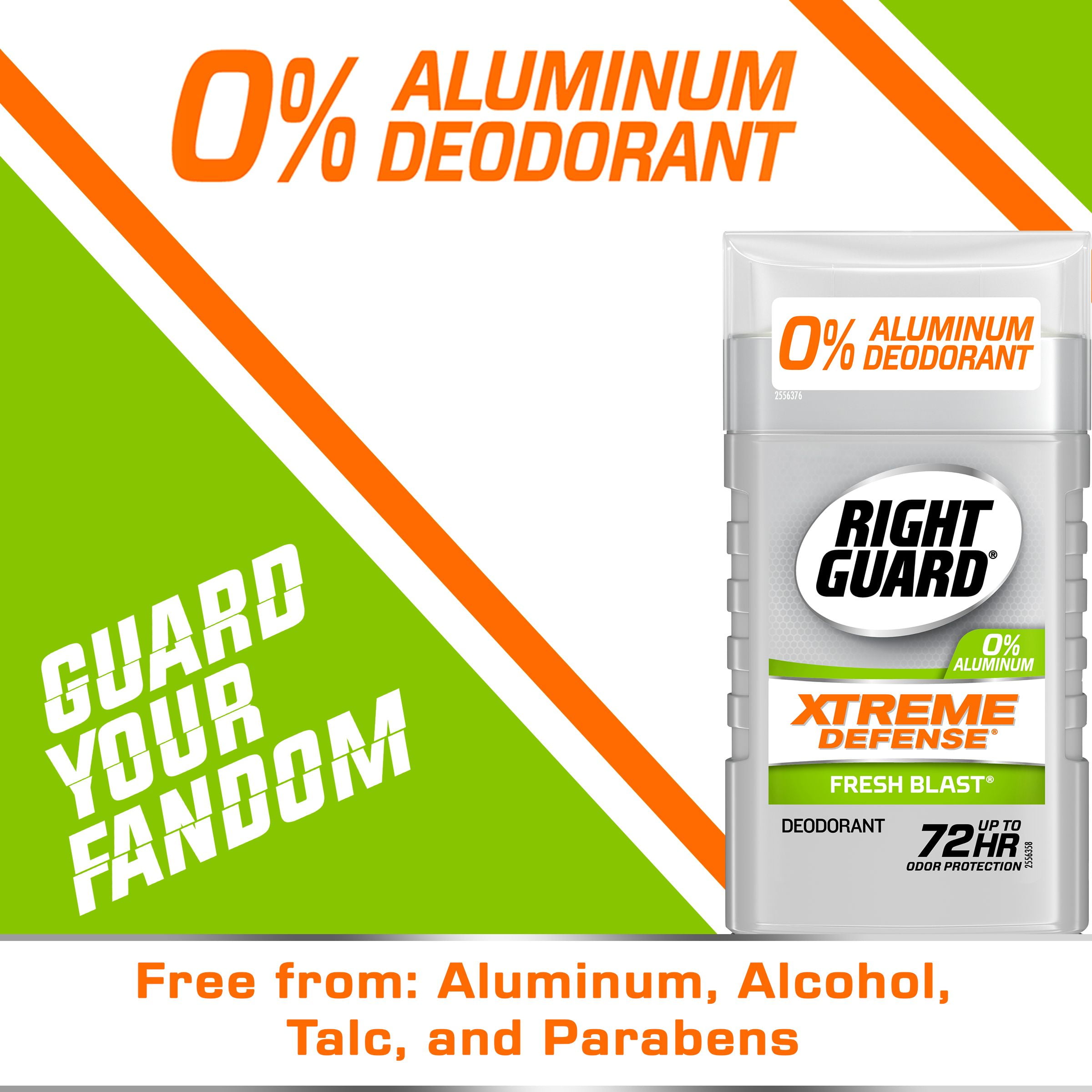 Right Guard Xtreme Defense Aluminum-Free Deodorant Invisible Solid Stick, Fresh Blast, 3 Ounce