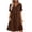 #0362-Brown, variant on Summer Linen Dresses for Women Cotton Gauze Button V Neck Midi House Shirt Dress Short Sleeve Boho Beach Sundress