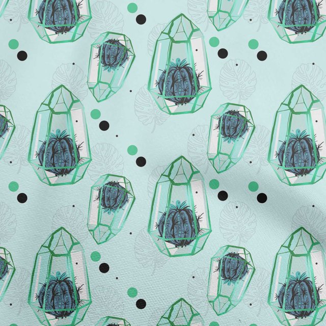 oneOone Velvet Sea Green Fabric Plants Cactus Sewing Craft Projects Fabric Prints By Yard 58 Inch Wide