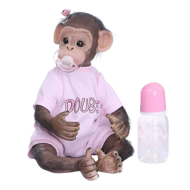 Mono bebé Reborn de 16 pulgadas y 40 CM, pintura detallada hecha a mano, muñeca recién nacida, juguete de arte coleccionable para niños de 3 años o má Rosado Baoblaze Reborn Monkey Dolls
