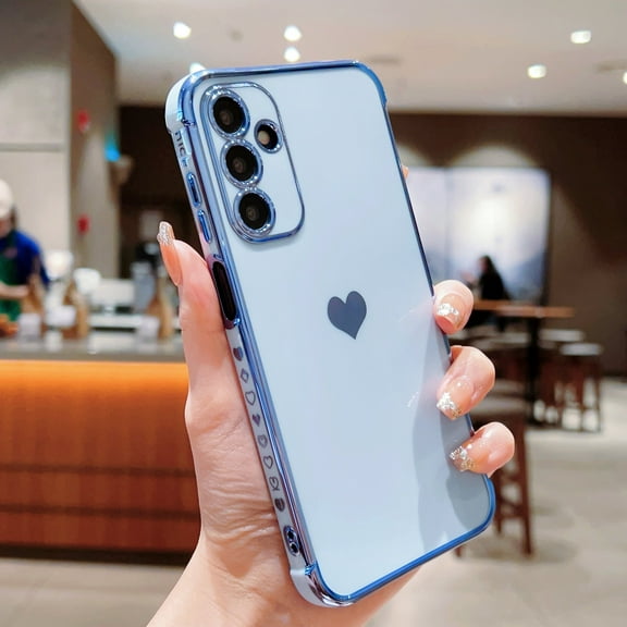 Xilaimi for Samsung Galaxy A17-5G Phone Case, Love Heart Plating TPU Shockproof Case for Samsung A26 5G,Blue