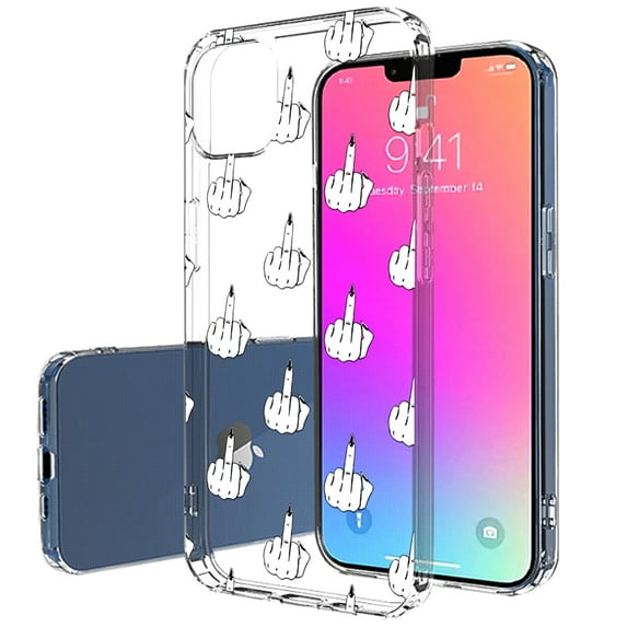 TalkingCase Slim Phone Case Compatible for Apple iPhone 14 Pro Max, Edgy Finger Clear Print, Lightweight, Flexible, Soft, Printed in USA