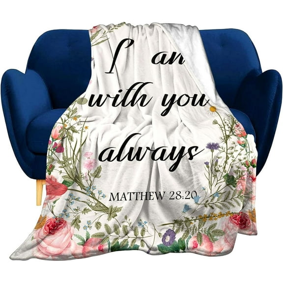 Bible Verse Scripture Blanket with Inspirational Thoughts and Prayers- Religious Christian Catholic Gifts Sunflower Rose Poetry Print Throw Blankets Gifts for Women Men 50"X40"