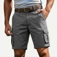 thumbnail image 5 of XFeng Men Black Cargo Shorts Zipper Button Pockets Loose Knee‑Length Casual Outdoor Shorts, 5 of 7