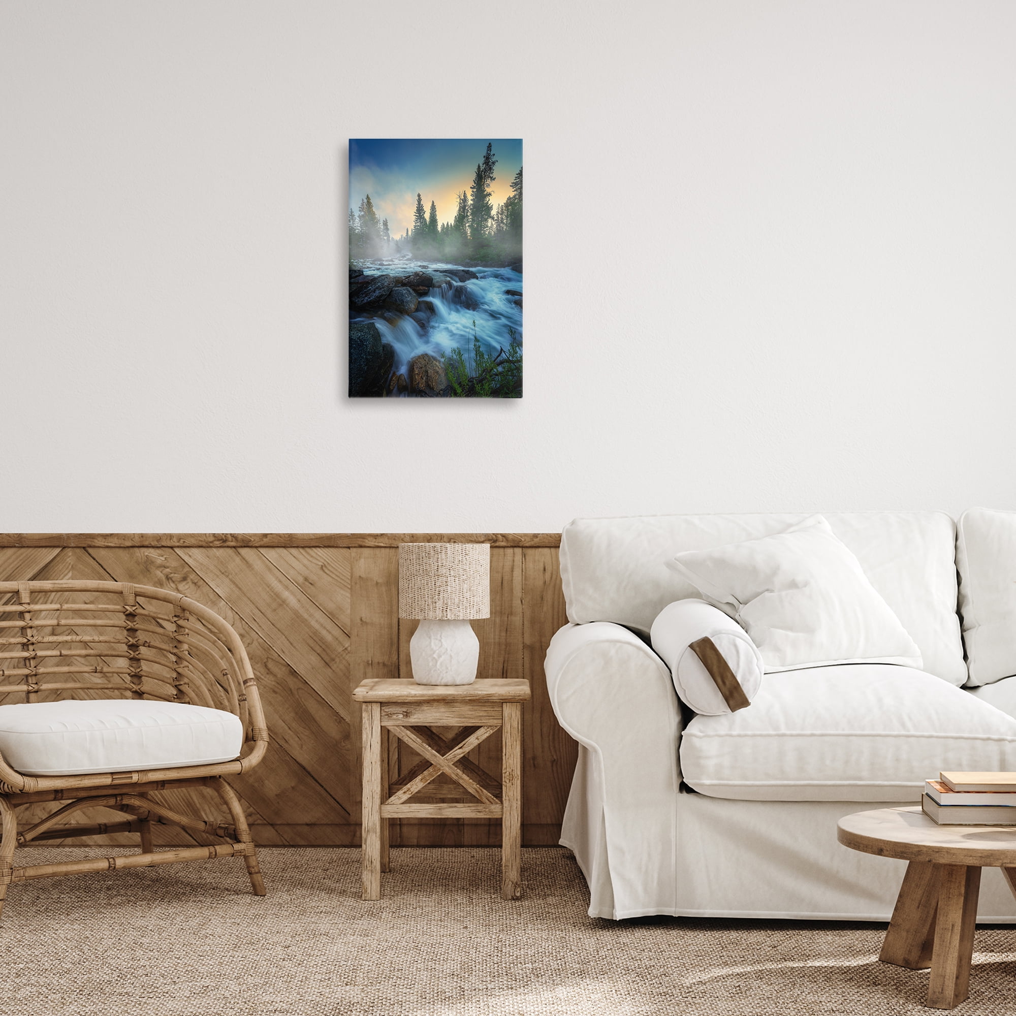 Stupell Industries Fog Over Rushing Water Landscape & Nature Photography Wrapped Canvas Art Print Wall Art, 16 x 24