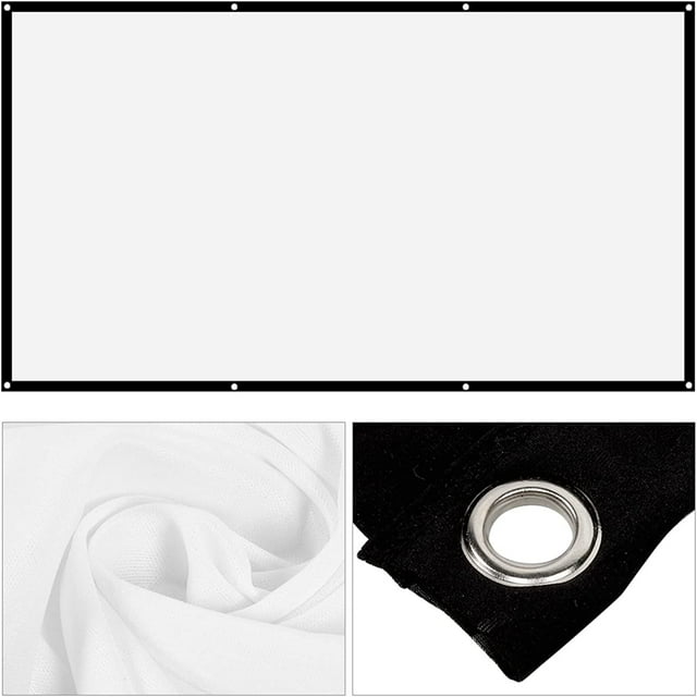 Wekity Projector Screen 120 Inches 16:9 Thicken Portable Non Crease Soft White Polyester Projector Curtain Projection Screen (120 inches)-0628