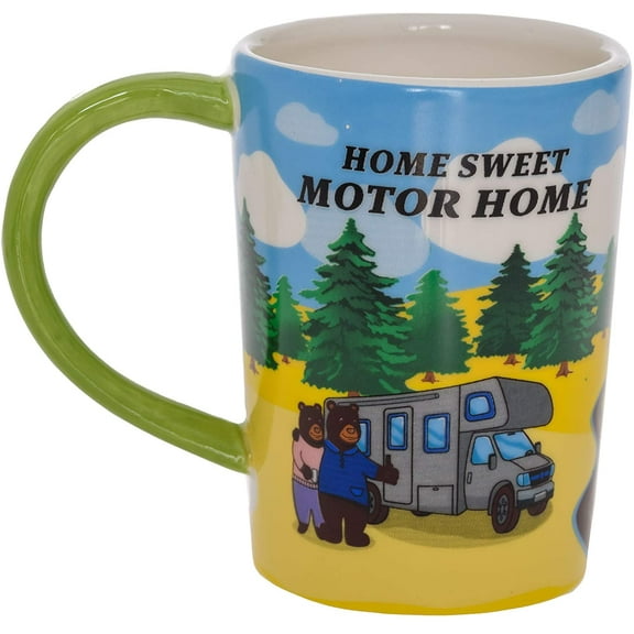 Home Sweet Motor Home Ceramic Mug - RV Black Papa Bear Coffee Mug for Men and Women - Mama Bear Mug Tea Cups White Cute Coffee Mugs - Modern Mountain Campfire Coffee Mug Gifts for Papa