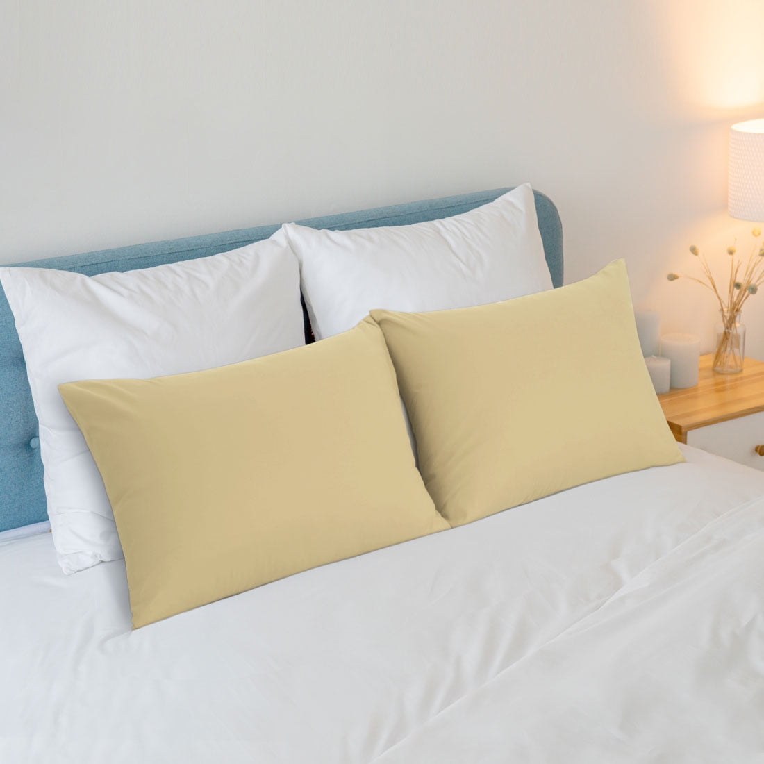 Unique Bargains 4-Piece Soft Microfiber Pillowcases Light Tan Standard(20"x26")