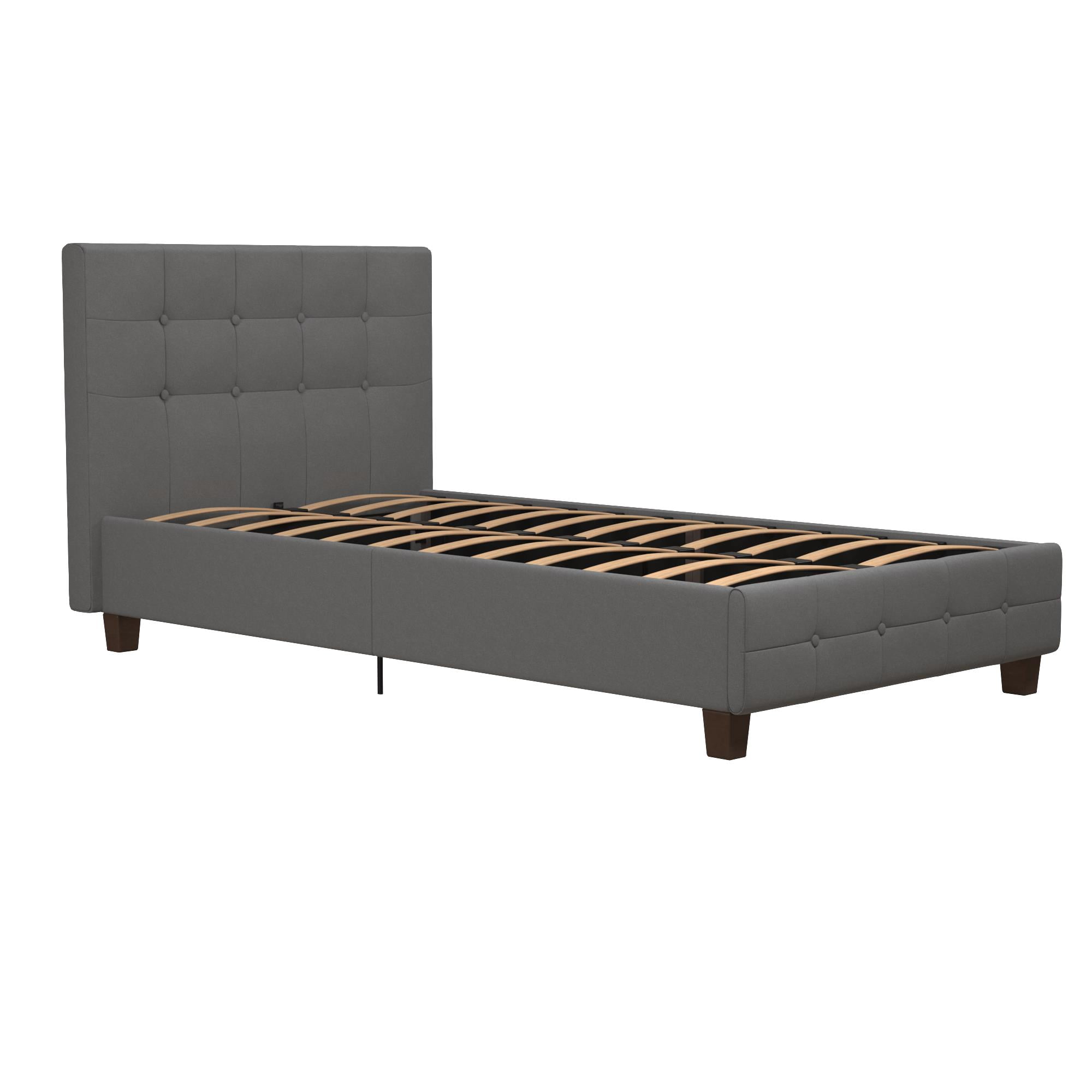 DHP Rose Tufted Upholstered Platform Bed Frame, Twin, Gray Linen
