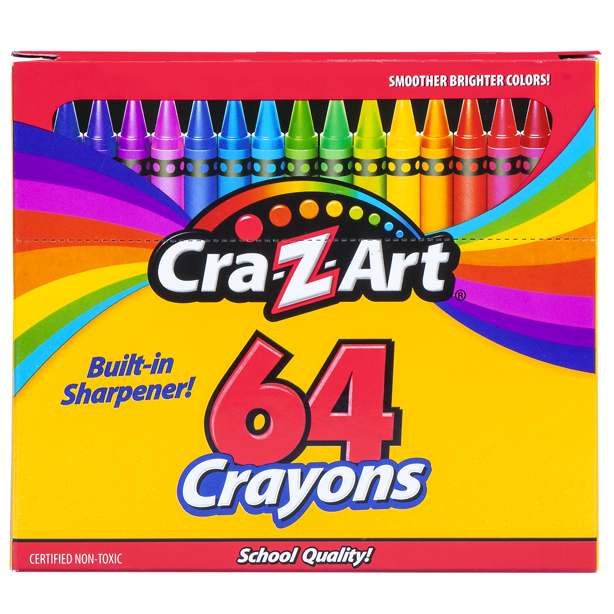 Cra-Z-Art Classic 64 Count Crayons Multicolor Pack with Sharpener - School Supplies