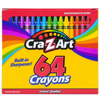 Cra-Z-Art Classic Crayons Bulk Pack with Built-in Sharpener, 64 Count