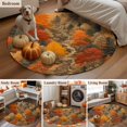 thumbnail image 6 of Orange Forest Fall Round Area Rug 4 FT, Non Slip Indoor Outdoor Rug, Thanksgiving Nature Autumn Washable Soft Circular Carpet Non-Shedding Floor Mat for Coffee Table Nursery Foyer Balcony, 6 of 9