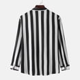 thumbnail image 4 of Lilgiuy Men's Fashion Autumn Winter Single Side Pocket Stand Collar Long Sleeve Striped Shirt Top Performance Workout Muscle Cut Tee, 4 of 5