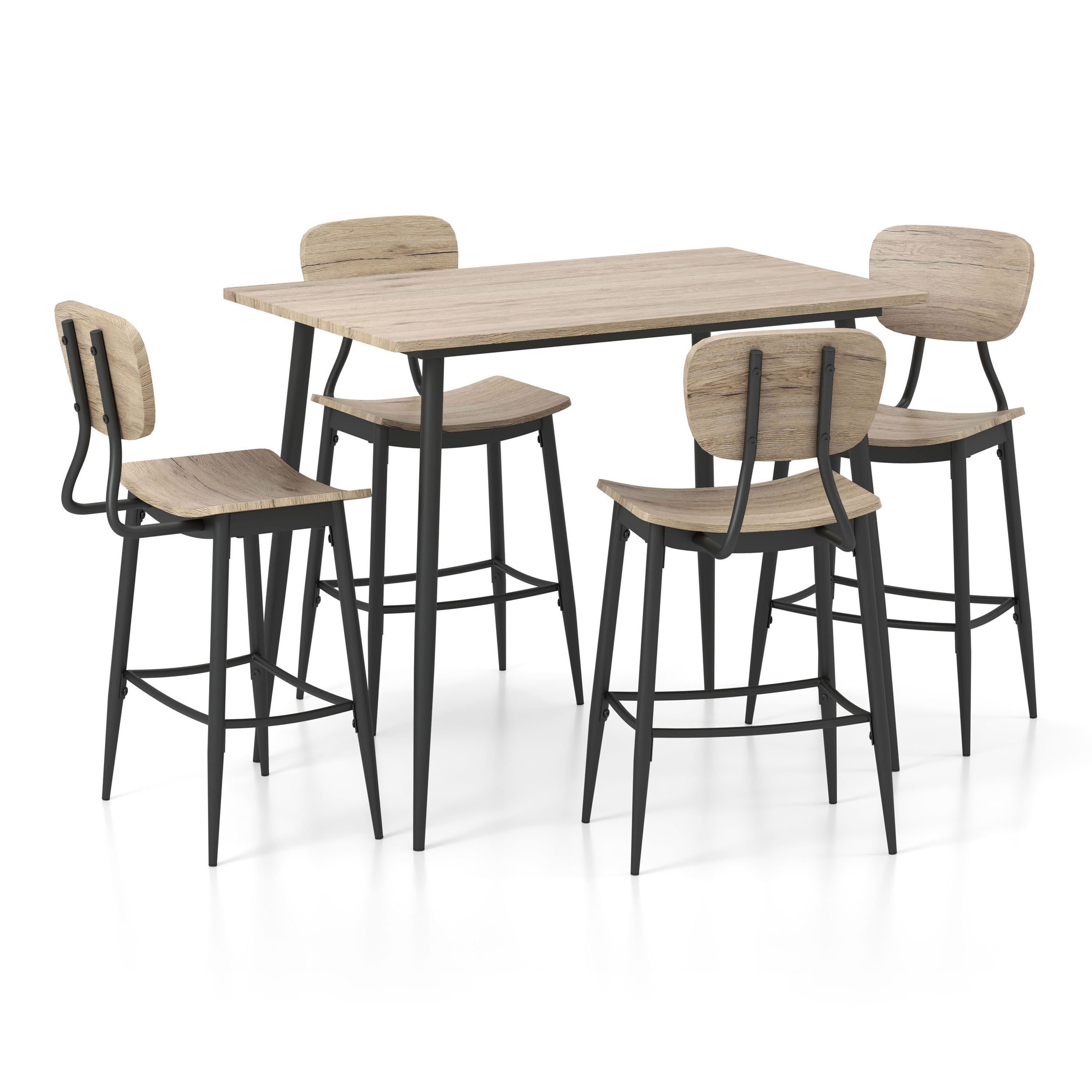 Furniture of America Derk 5-Piece Counter Height Dining Set, Natural
