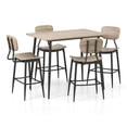 thumbnail image 3 of Furniture of America Derk 5-Piece Counter Height Dining Set, Natural, 3 of 10