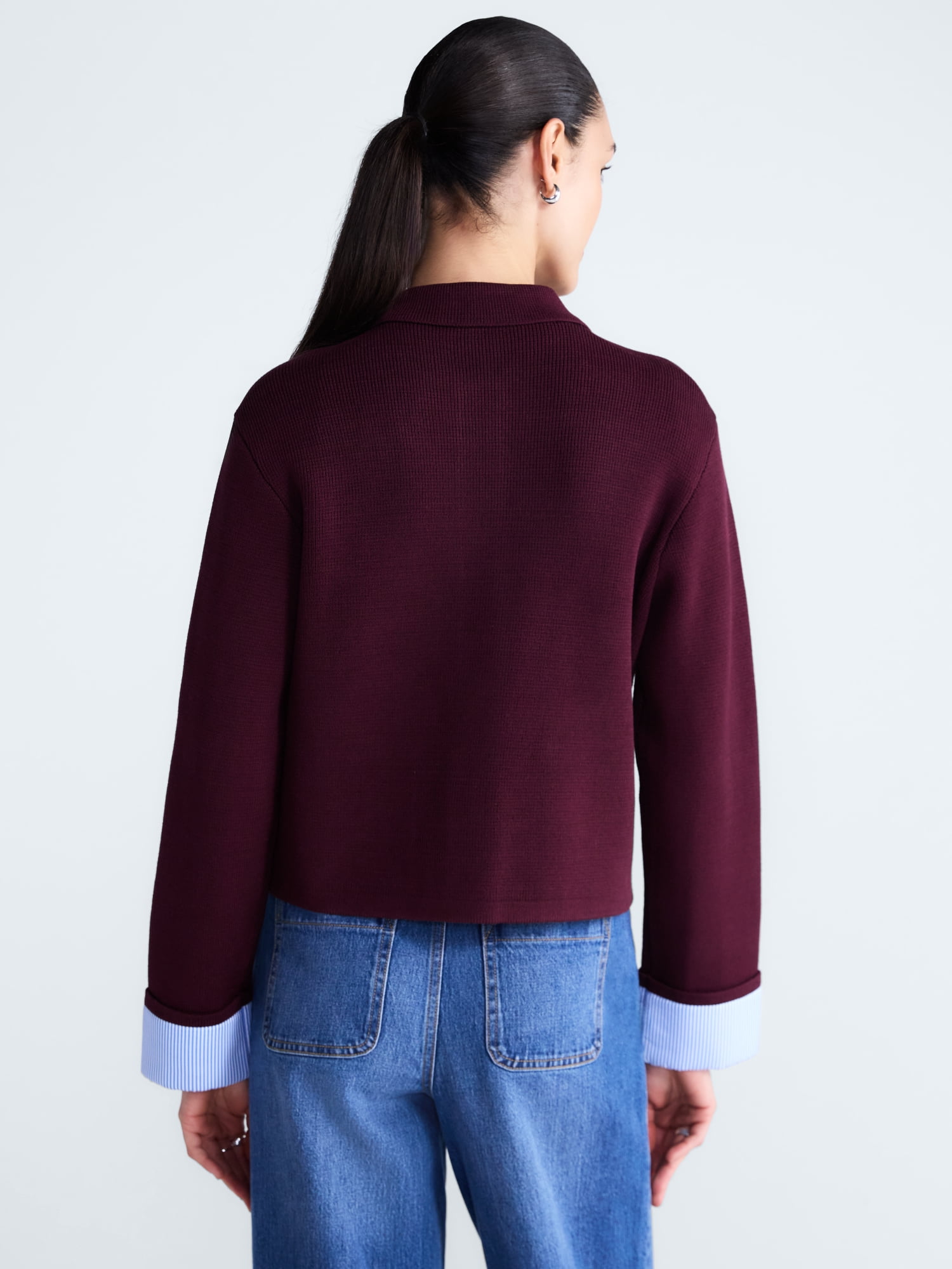 Free Assembly Women's and Women's Plus Cropped Sweater Jacket, Sizes XS-4X