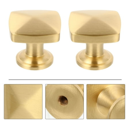 GOOHOCHY  2 Pcs Brass Door Handle Drawer Handles Gold Round Kitchen Cabinet Knobs Cabinets Golden