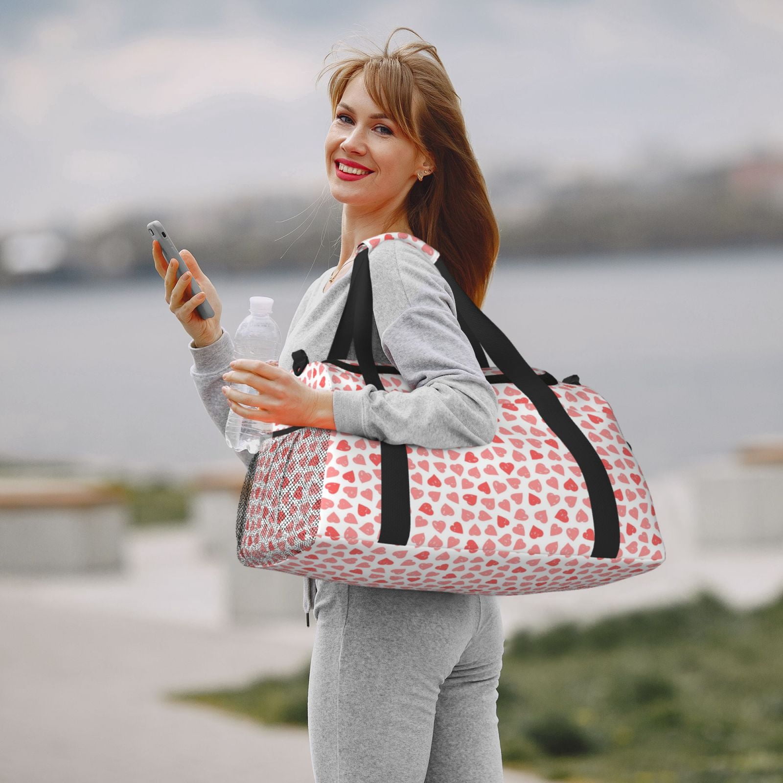 Fuzoiu Hearts Print Travel Duffle Bag,Carry On Tote Bags,Duffel Bag,Sport Gym Bag, Hospital Bag for Labor and Delivery, Overnight Bag,Luggage Bag