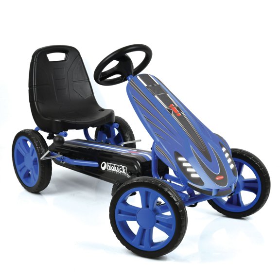 hauck Speedster Pedal Go Kart w/Adjustable Bucket Seat, Kids Ages 4-8, Blue