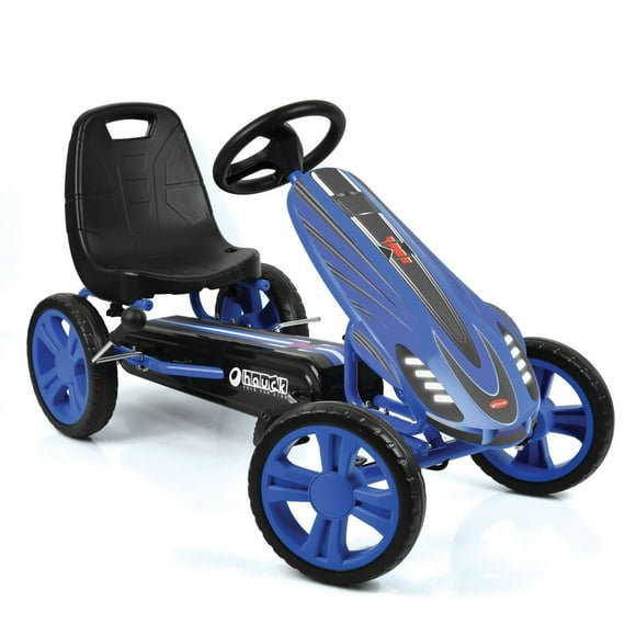 Hauck Speedster Pedal Go Kart w/Adjustable Bucket Seat, Kids Ages 4-8, Blue