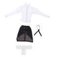 thumbnail image 1 of Ropa para muñecas femeninas a escala 1/6, camisa de manga larga, falda, corbata, traje completo Gris oscuro, 1 of 8
