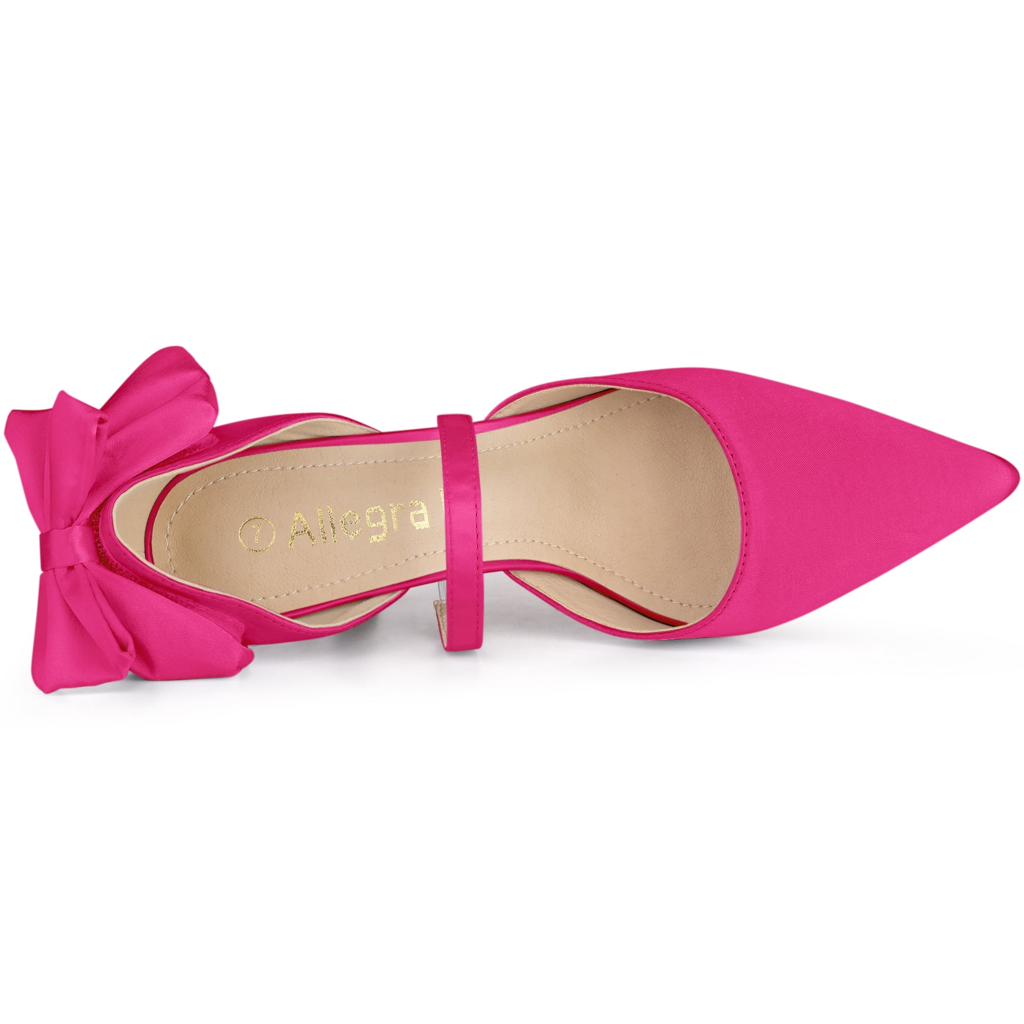 DARING DIVA Women's Pointed Toe Bow Satin Stiletto Heels Pumps Hot Pink 6