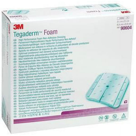 3M Tegaderm Foam Dressing  2 X 2 Inch Square Non-Adhesive without Border Sterile, Box of 10