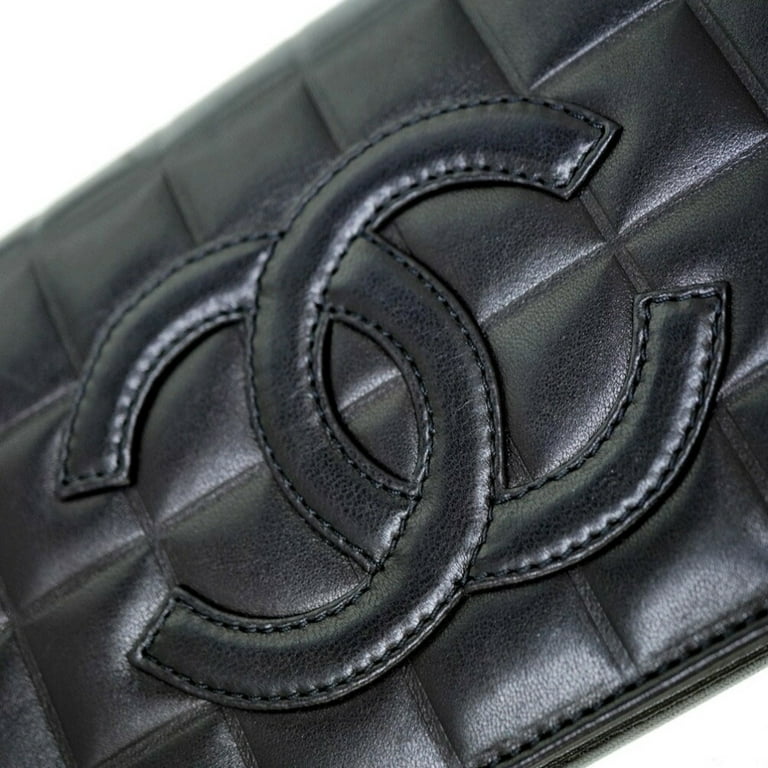 Pre-Owned Chanel chocolate bar shoulder bag A17370 Shiramskin leather black  (Fair) 
