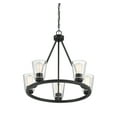 thumbnail image 4 of Matte Black Five Light Chandelier from the Calhoun Collection, 4 of 6