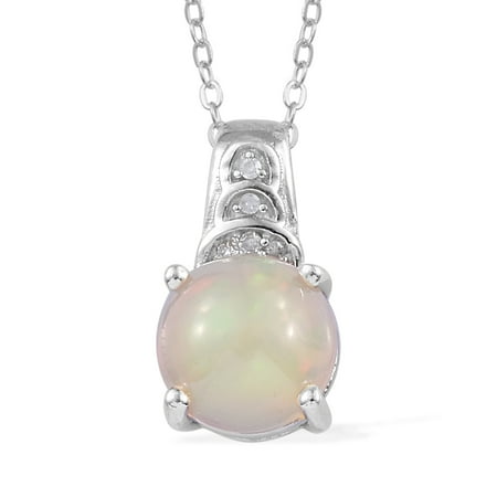 Genuine Opal Pendant Necklace Welo Opal Diamond Accent Pendant Necklace 20