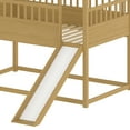 thumbnail image 5 of Miniyam Wood Twin Over Twin House Bunk Bed with Slide & Guardrail for Kids, Natural, 5 of 7