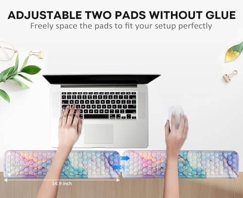 Tekola L-Shaped Desk Elbow Pad for Desk 2 Pack, Soft Memory Foam Elbow Support Padding with Non-Slip Base, Easy Typing Pain Relief Comfort for Office Work Gaming Marble Blue