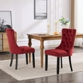 thumbnail image 2 of Velvet Tufted Dining Chairs Set of 2, Upholstered Accent Chairs with Solid Wood Frame for Kitchen & Dining Room, 2 of 11